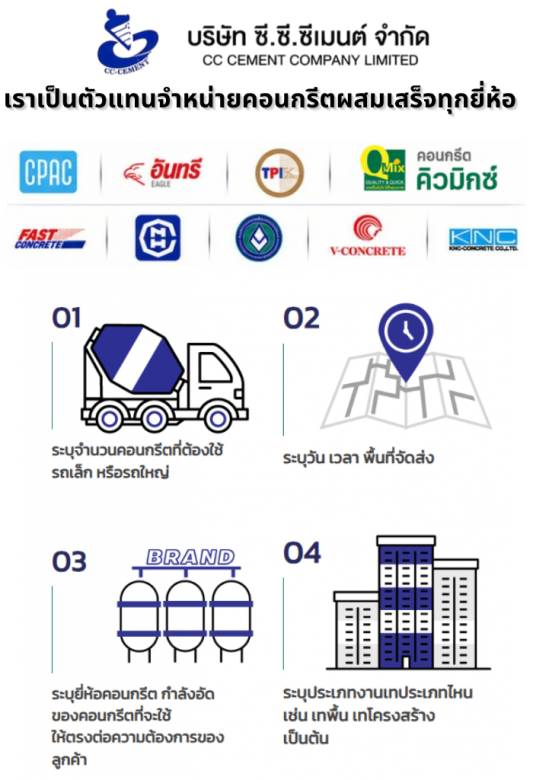 เราเป็นตัวแทนจำหน่ายคอนกรีตผสมเสร็จทุกยี่ห้อ
